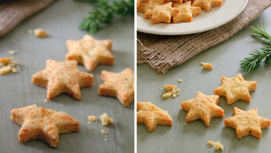 Cheese and rosemary star biscuits.
