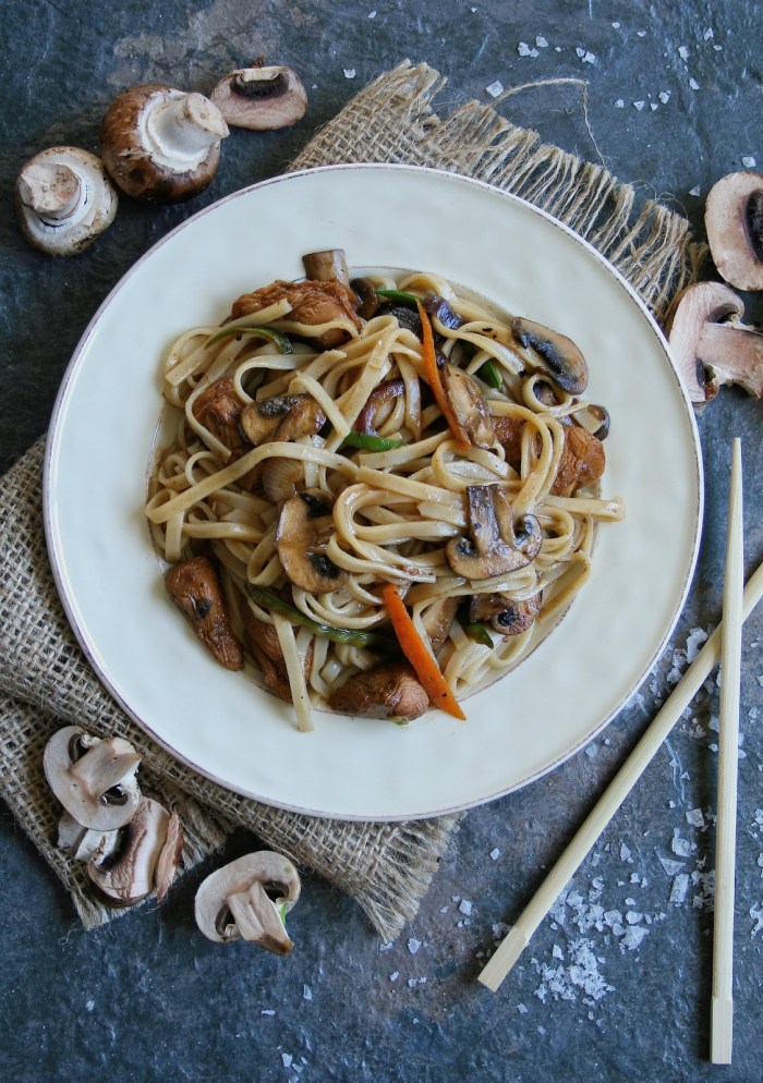 Aerial shot of stir fry. 