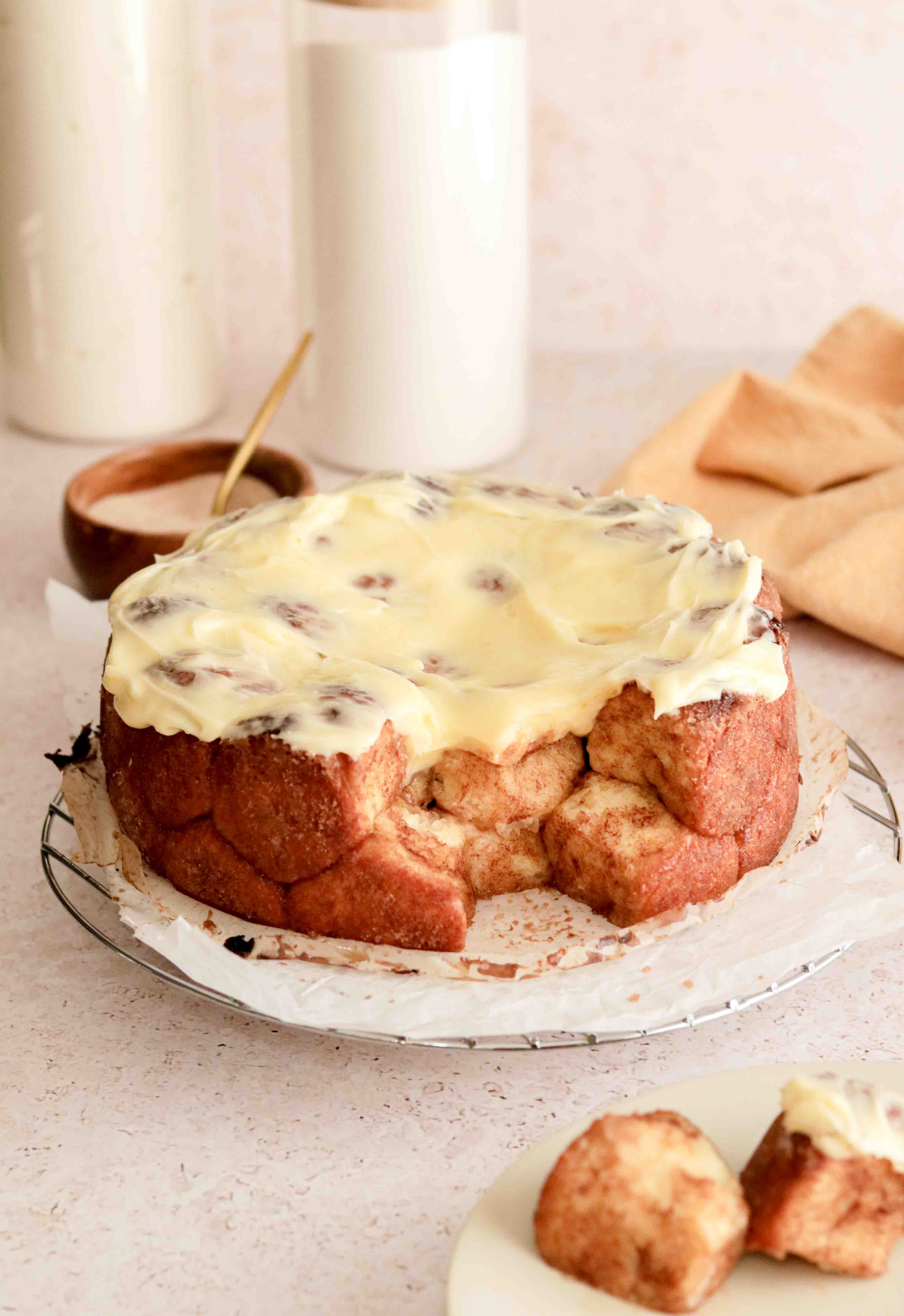 Cinnamon monkey bread with cream cheese icing
