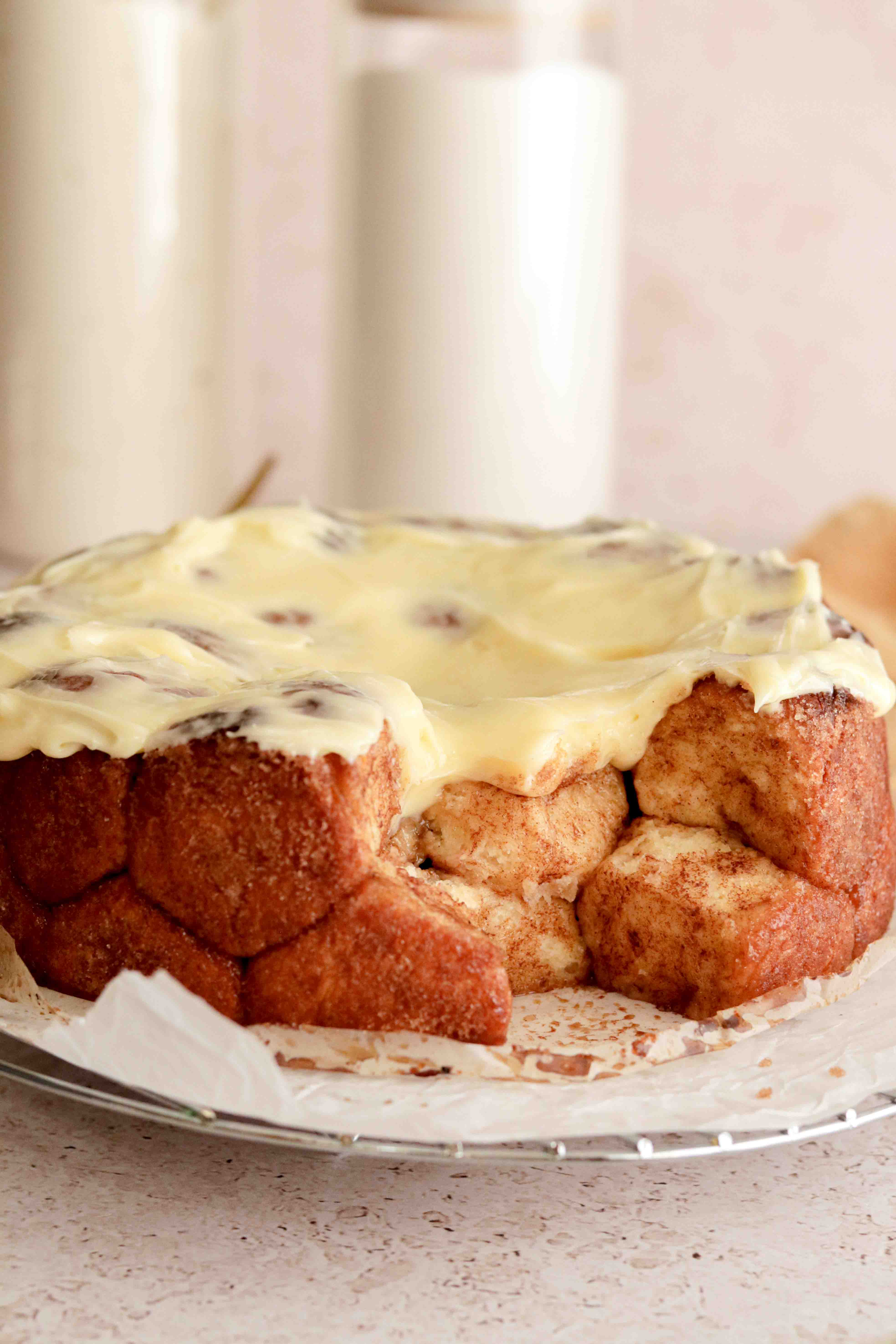 Cinnamon monkey bread with cream cheese icing