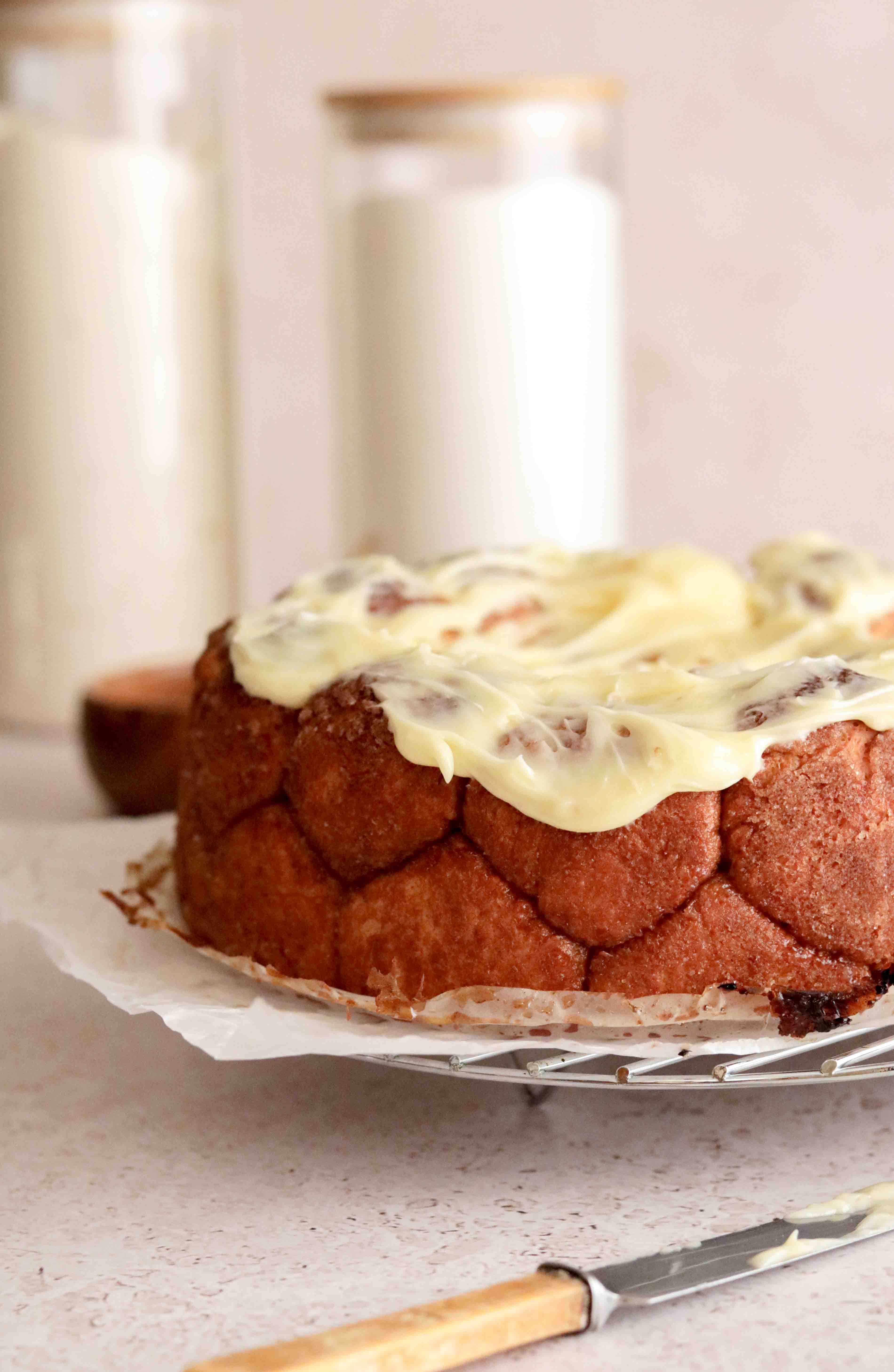 Cinnamon monkey bread with cream cheese icing