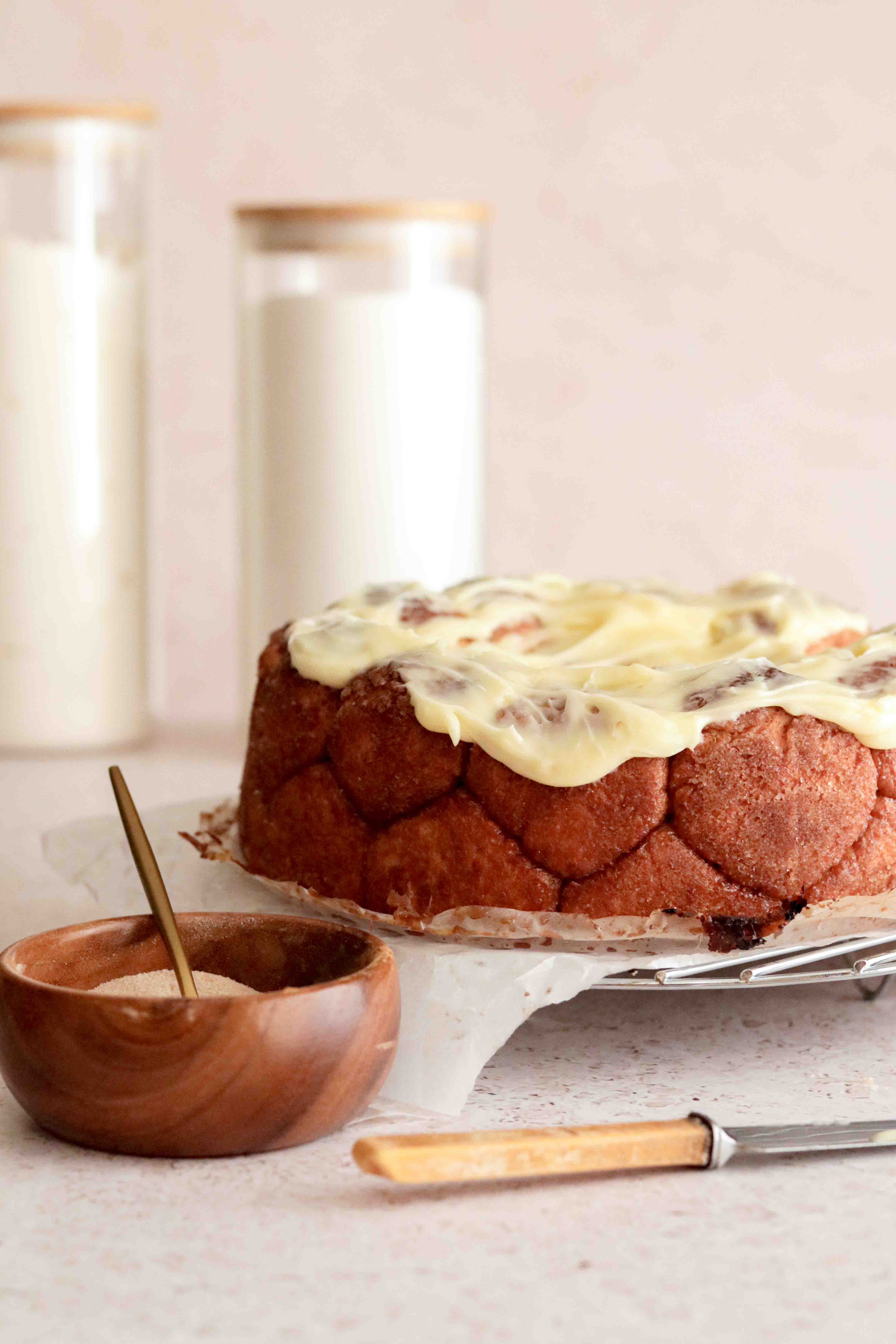 Cinnamon monkey bread with cream cheese icing