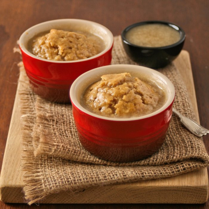 Mini ginger puddings with toffee sauce. 
