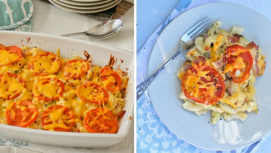 Macaroni cheese recipe with bacon