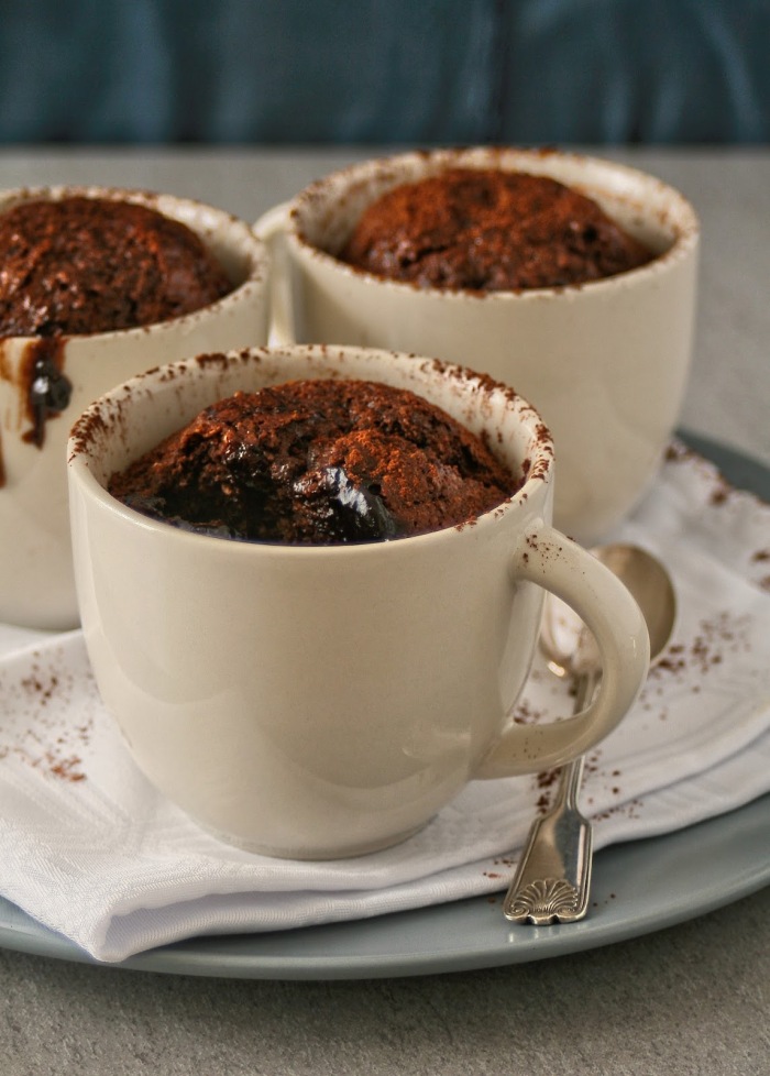 Individual baked chocolate and coconut puddings. 