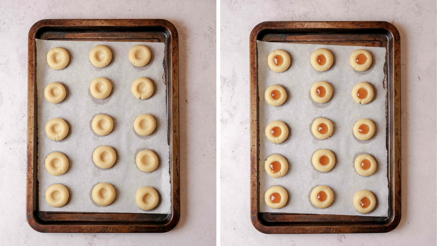 Almond and apricot thumb cookies step by step