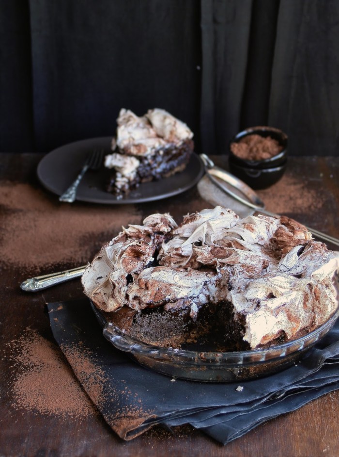Chocolate meringue pie dessert. 
