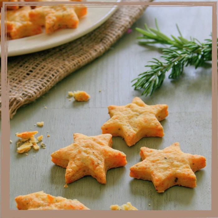 Christmas snacks. Cheese and rosemary stars.