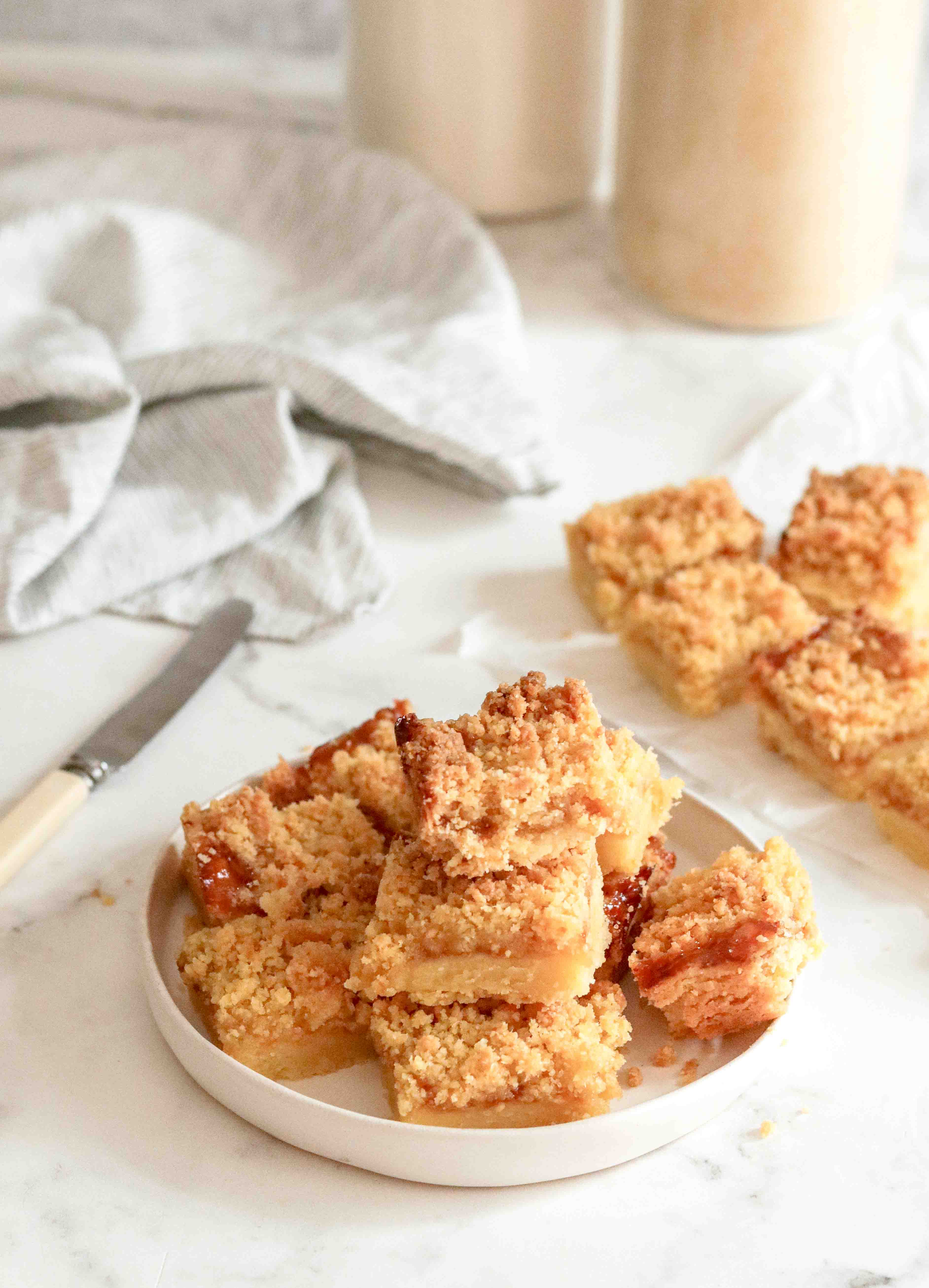 A plate of homemade apricot jam squares