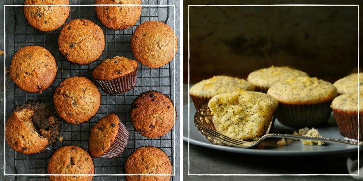 Easy muffin recipes. Bran muffins and lemon muffins.