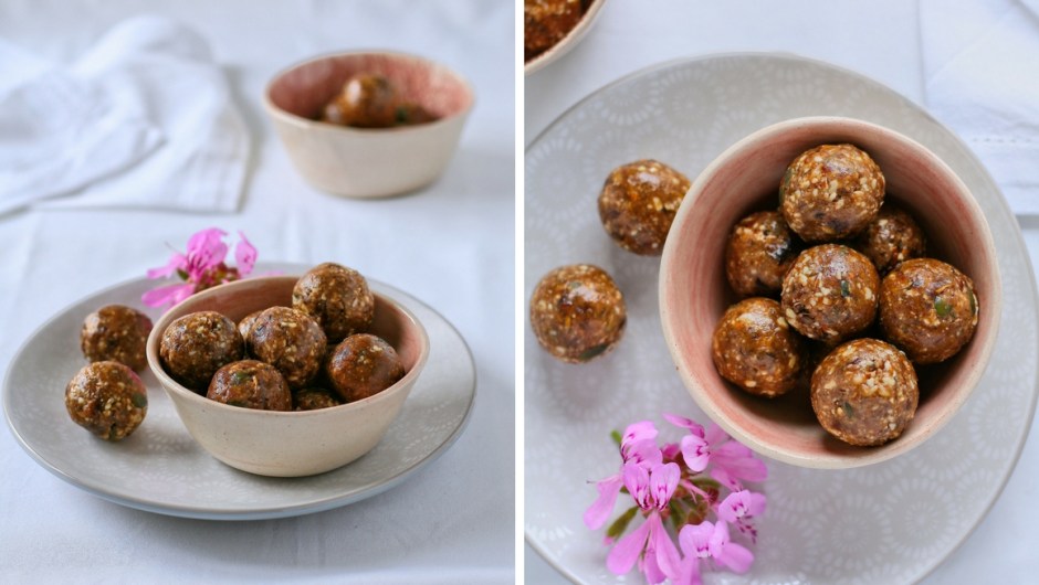 Chocolate and nut energy balls.