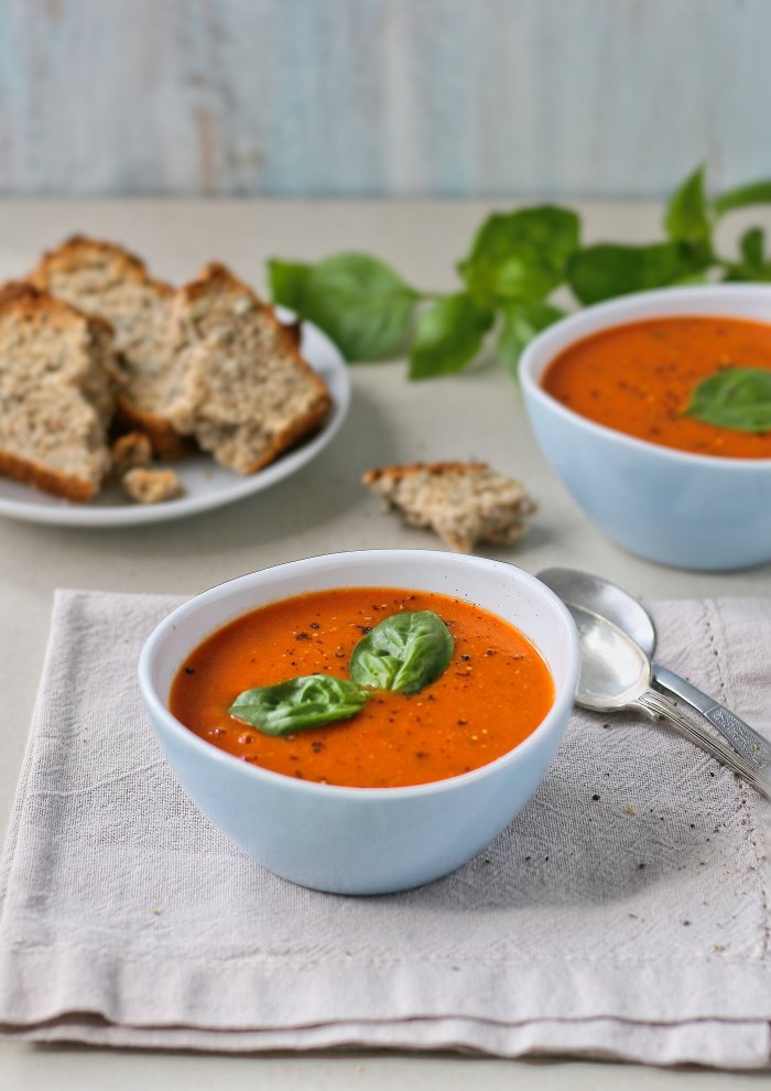 Vegan tomato and basil soup recipe