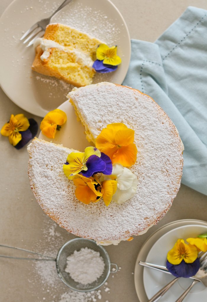 Classic Victoria sponge cake recipe with lemon.