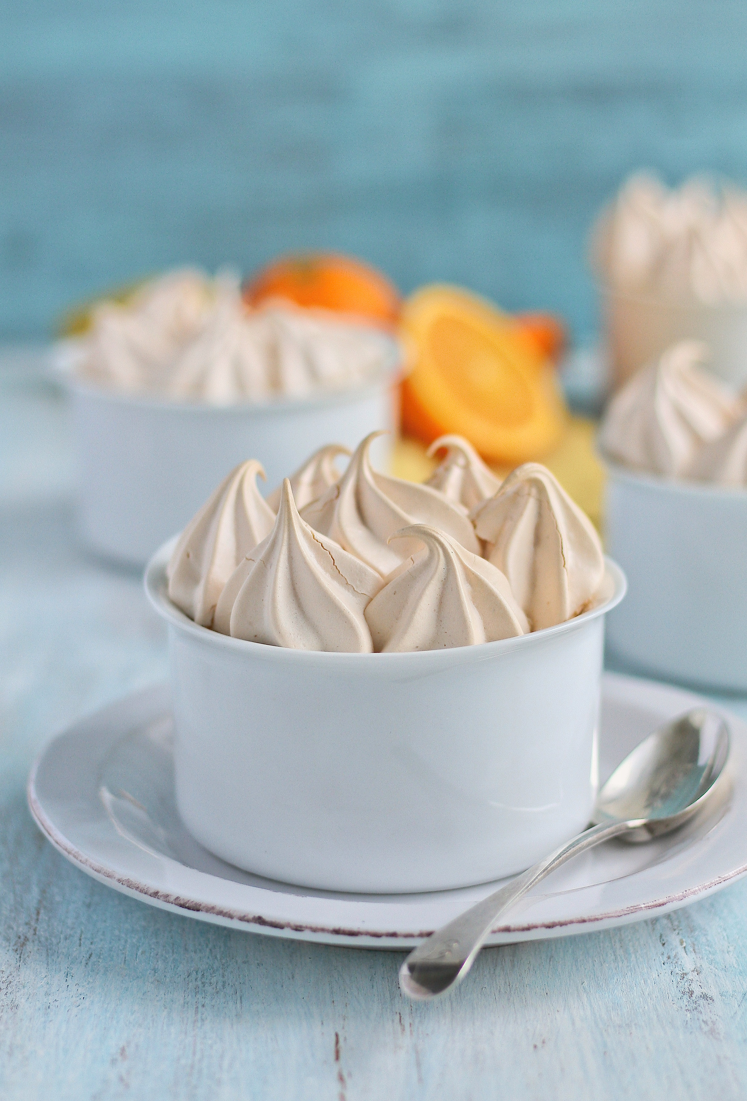 Orange meringue pie with a chocolate base.