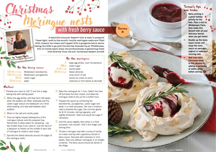 Meringue nests with ice cream and berry sauce recipe