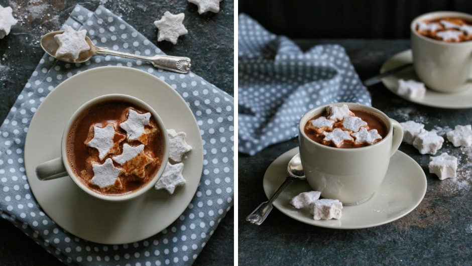 Hot chocolate recipe with real chocolate and homemade marshmallows