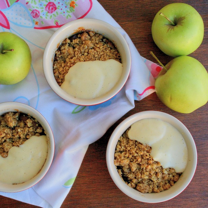 Apple crumble and custard recipe.
