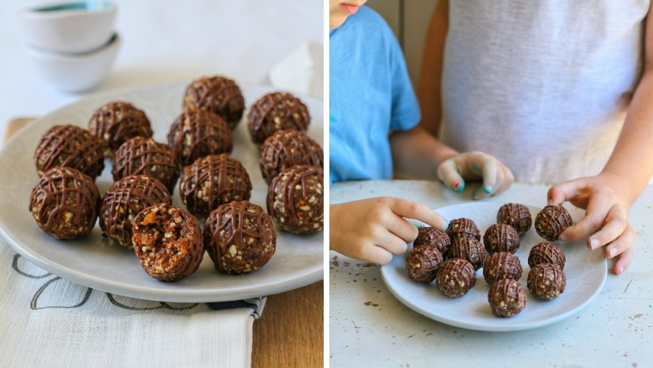Easter date balls with chocolate