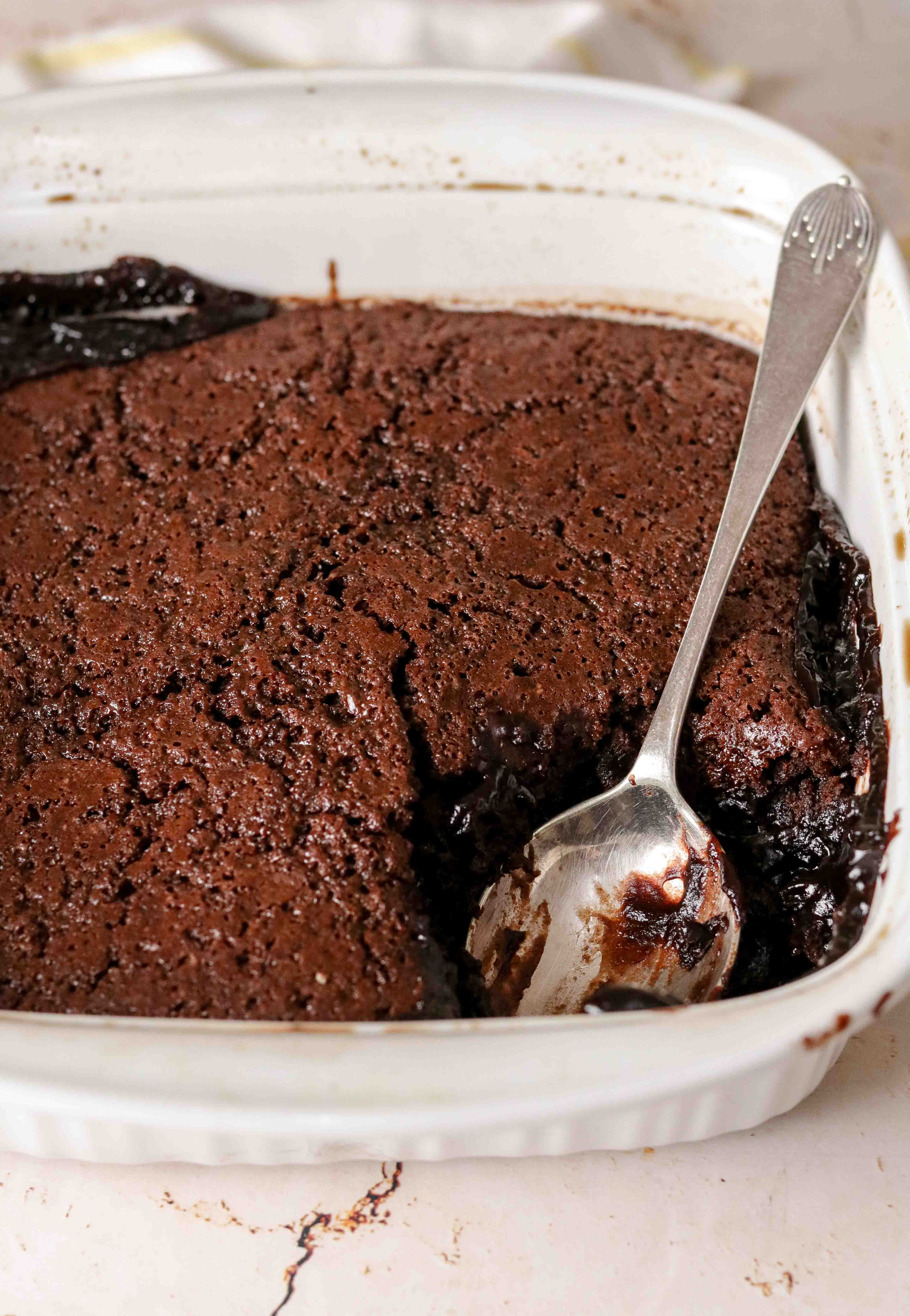 Dish of self-saucing pudding