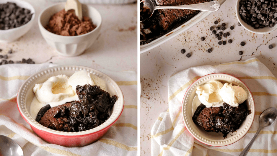 Self saucing chocolate and whiskey pudding