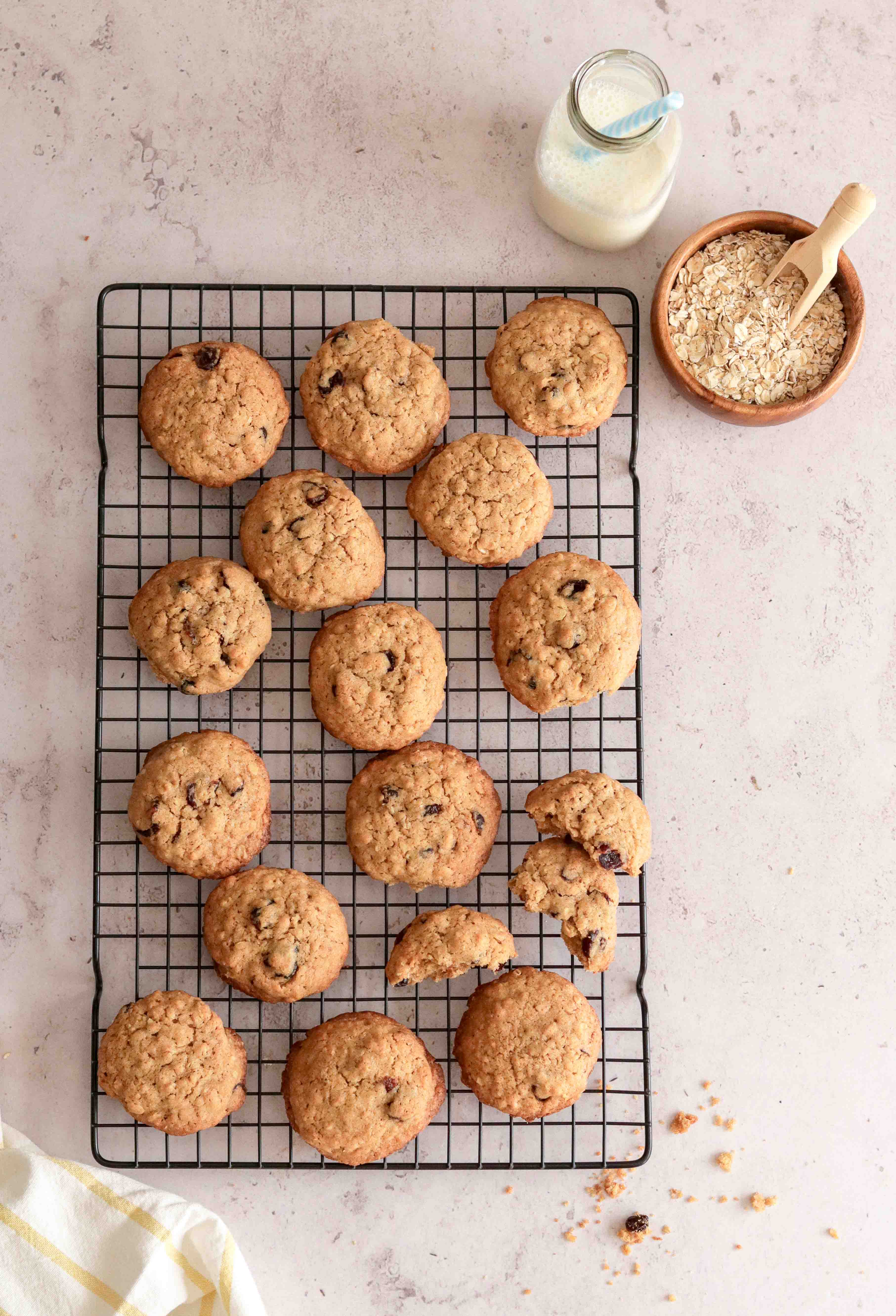 Tray of cranberry oat cookies