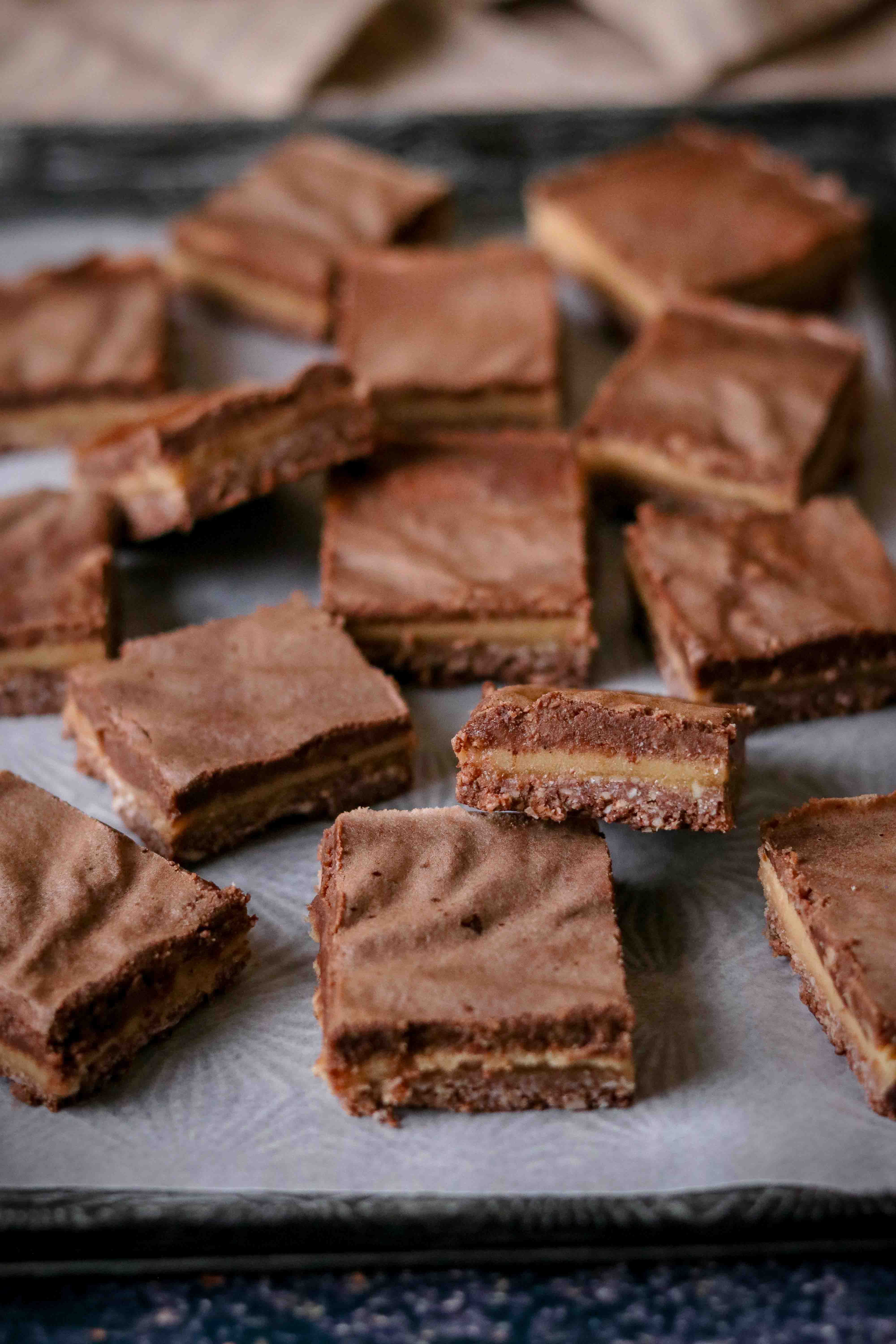 Refined sugar free peanut butter and chocolate fudge blocks 