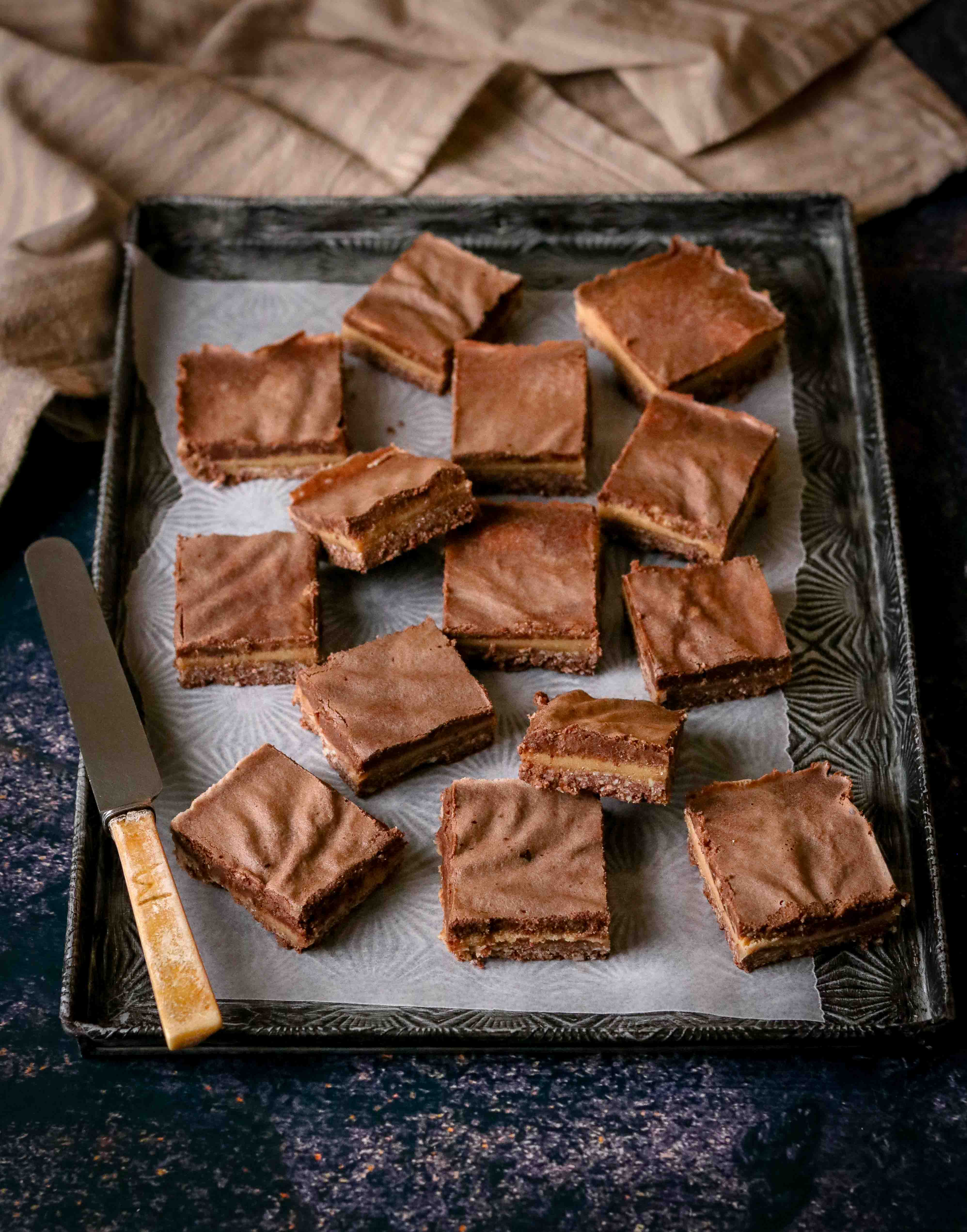 Refined sugar free peanut butter and chocolate fudge blocks 