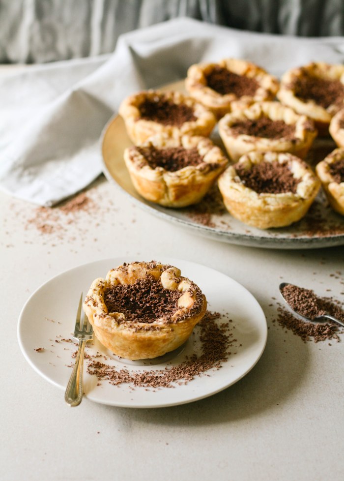 Chocolate and orange custard tarts
