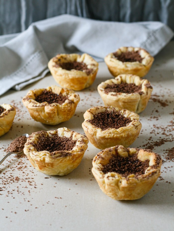 Chocolate and orange custard tarts