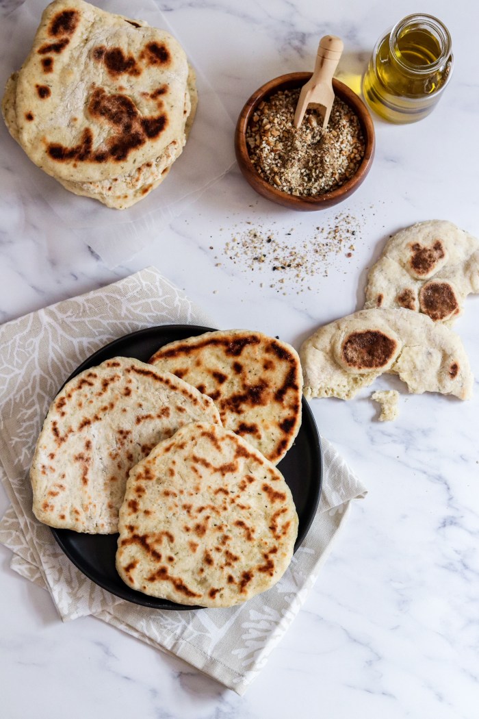 Easy flatbread recipe with dukkah flatlay