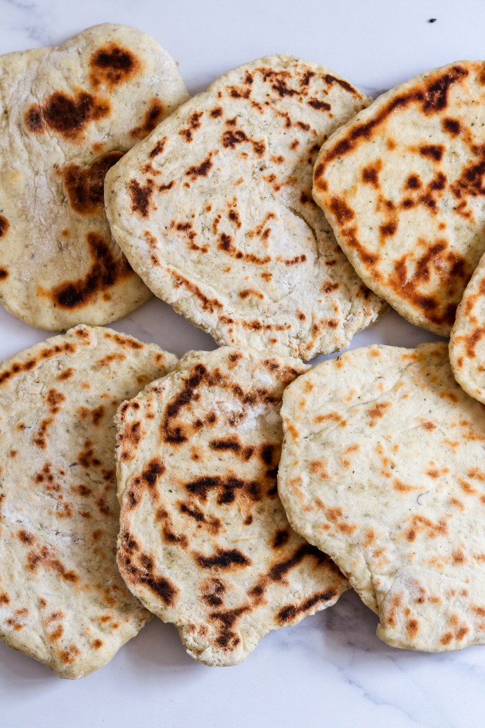 Yoghurt flatbreads flatlay