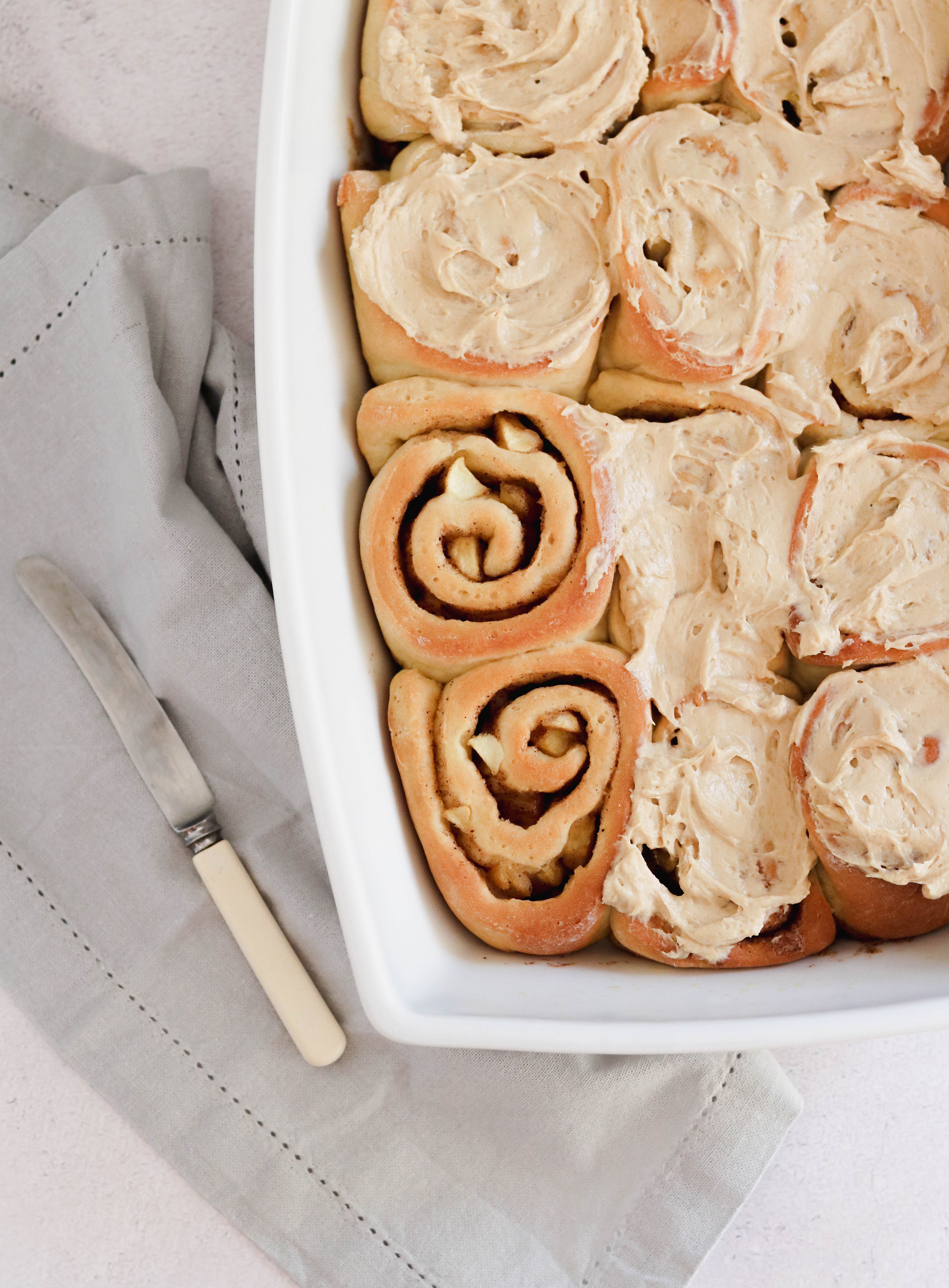 Apple buns with caramel cream cheese icing