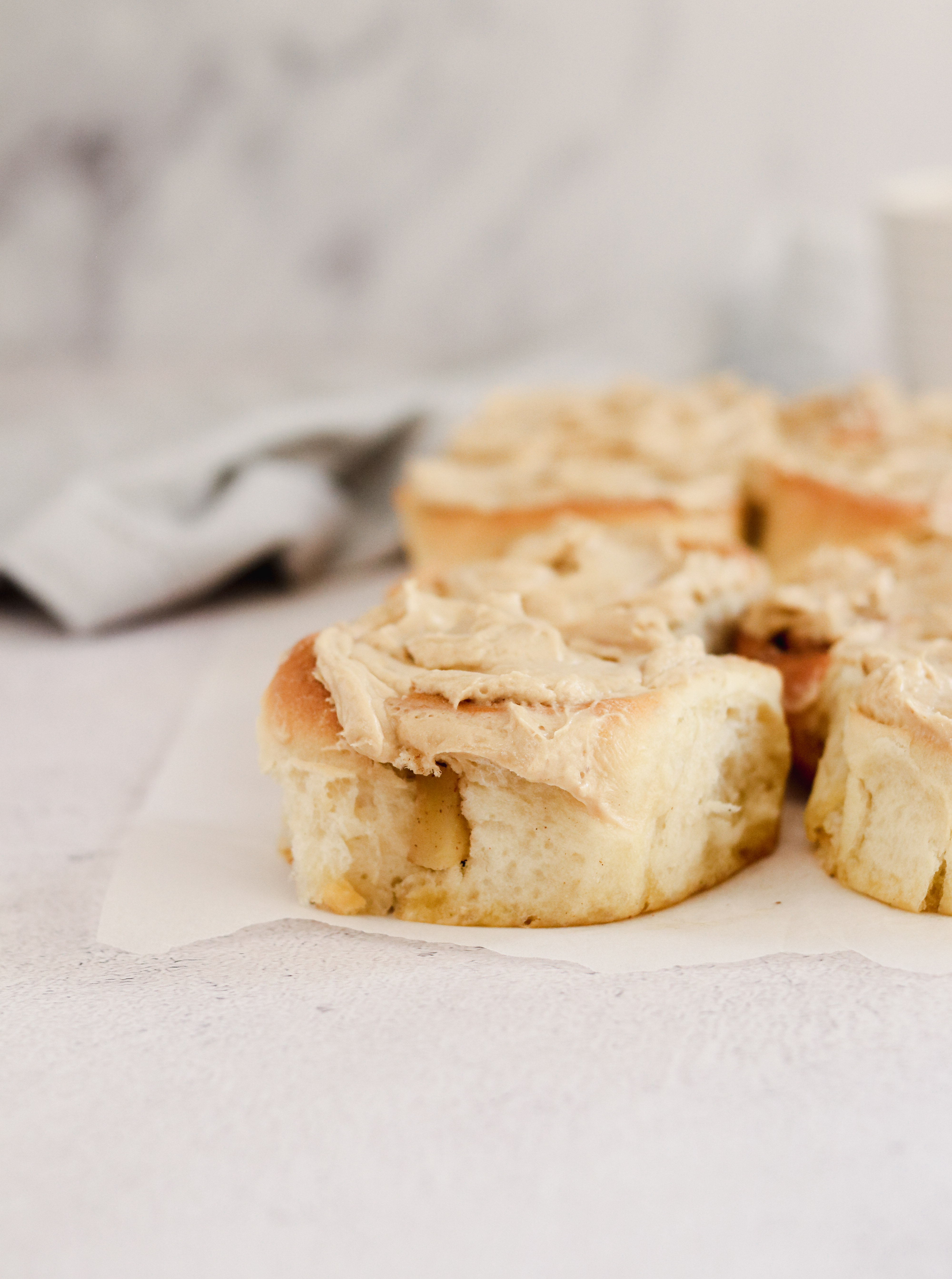 Apple and cinnamon rolls with cream cheese icing