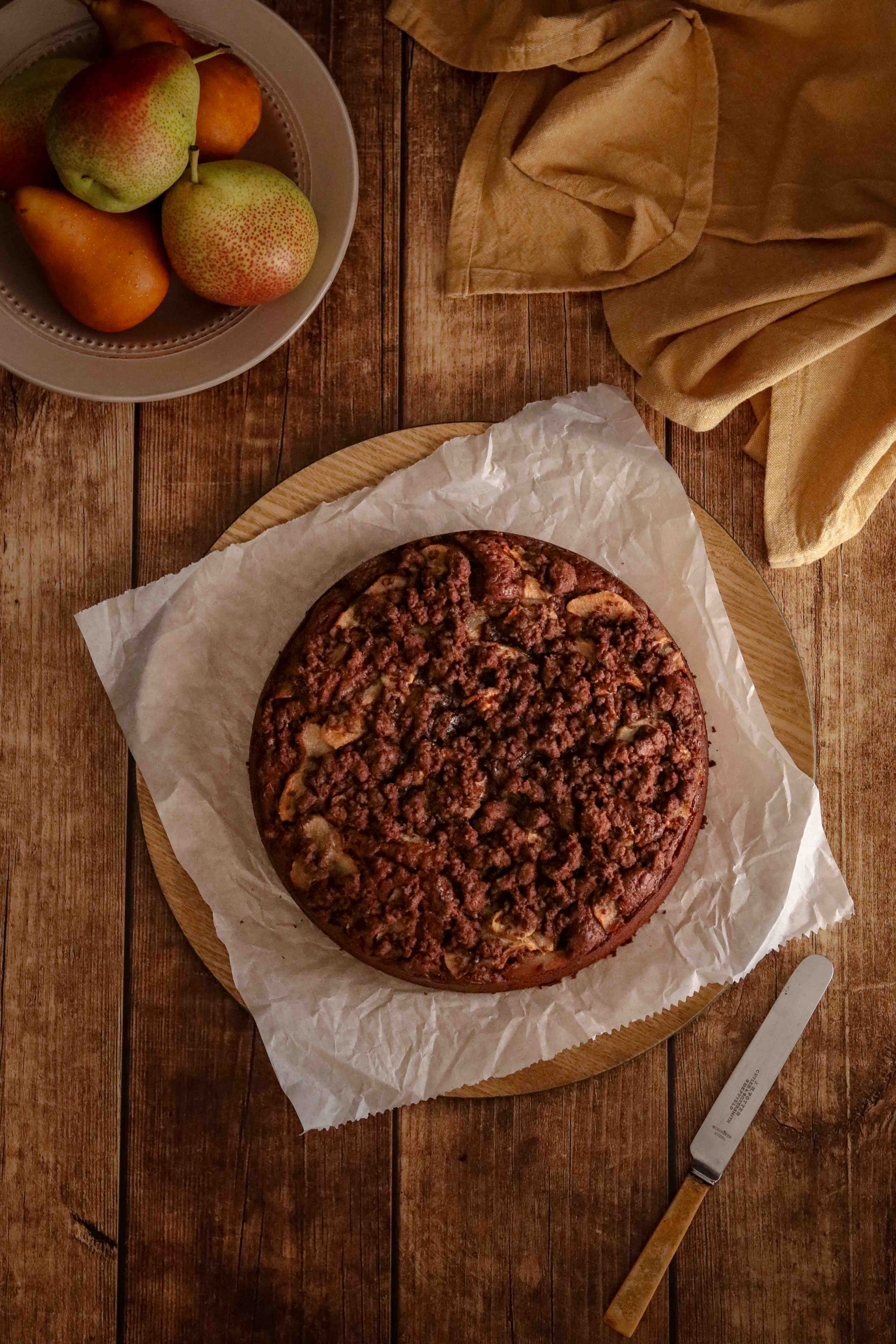 Chocolate and pear cake image and recipe
