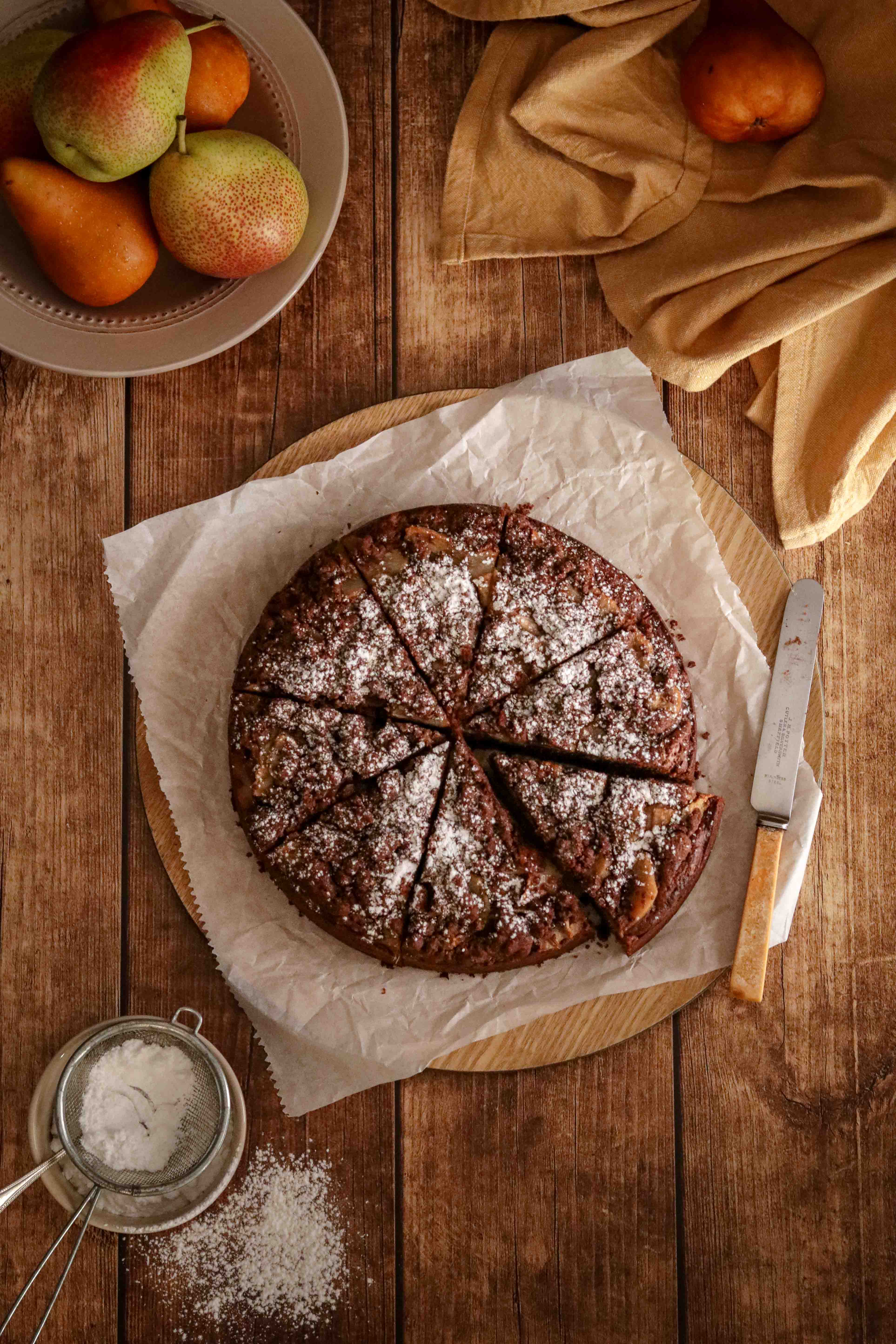Chocolate and pear cake image and recipe