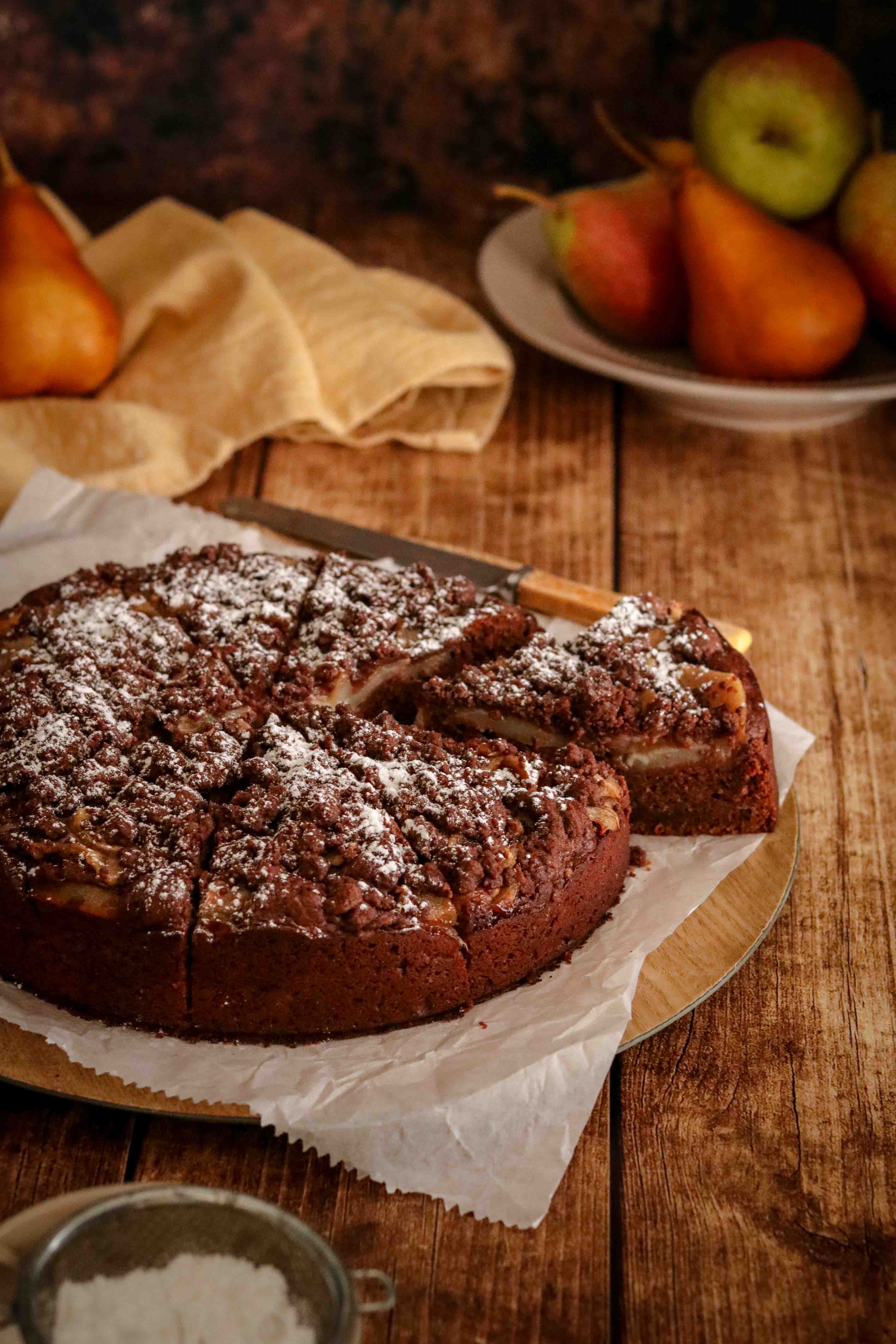 Chocolate and pear cake image and recipe