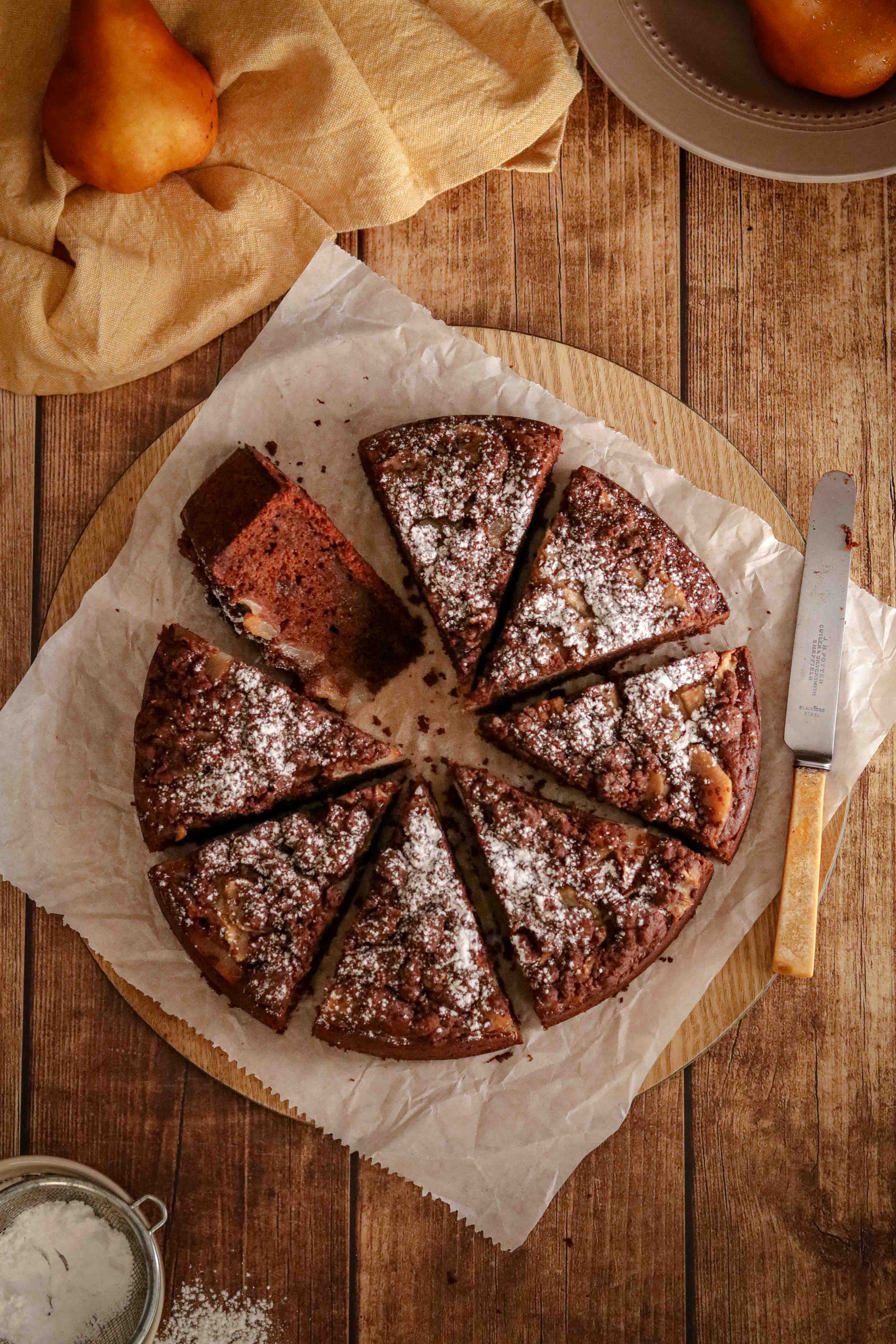 Chocolate and pear cake image and recipe
