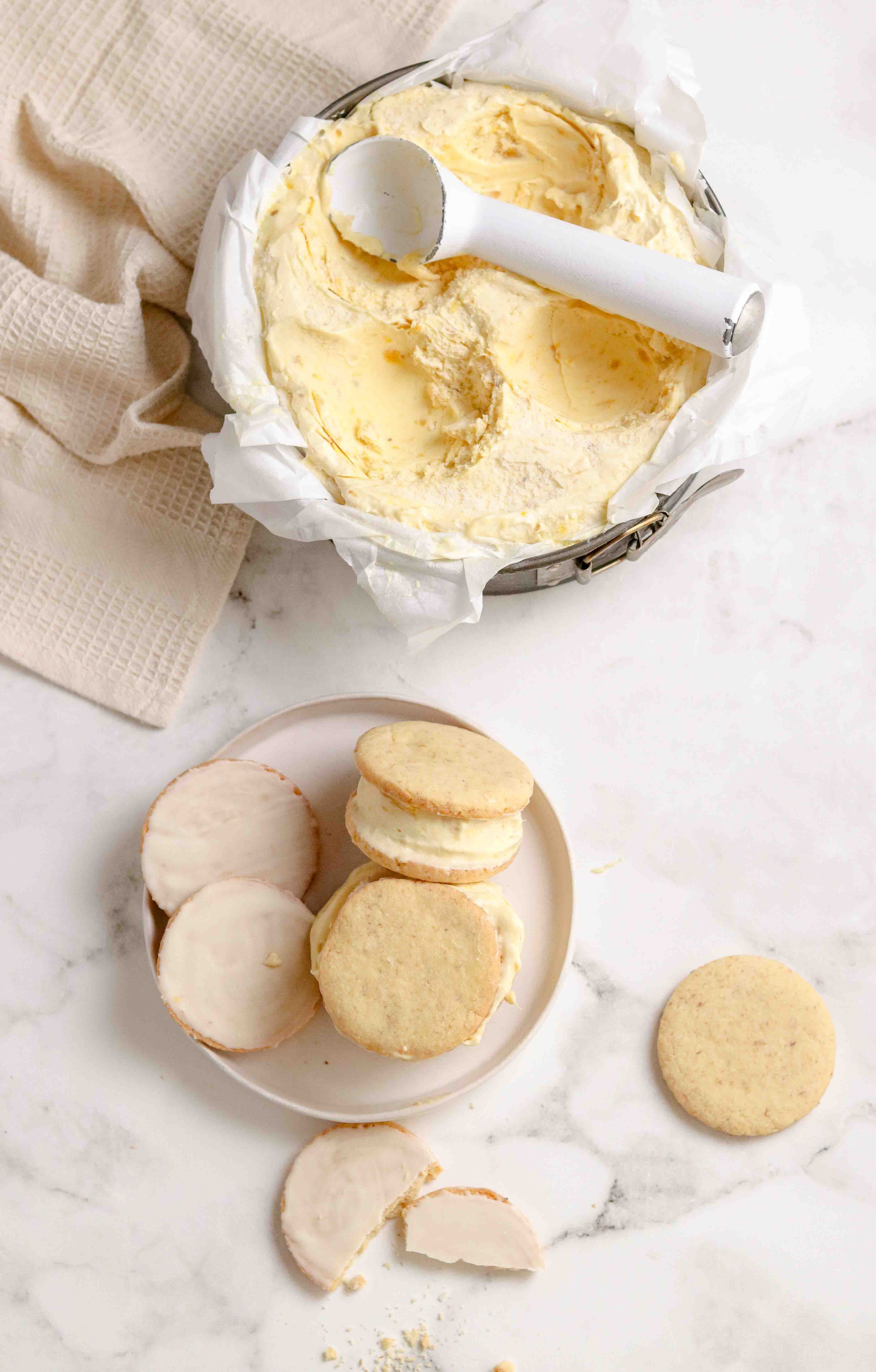 Assembling ice cream sandwiches