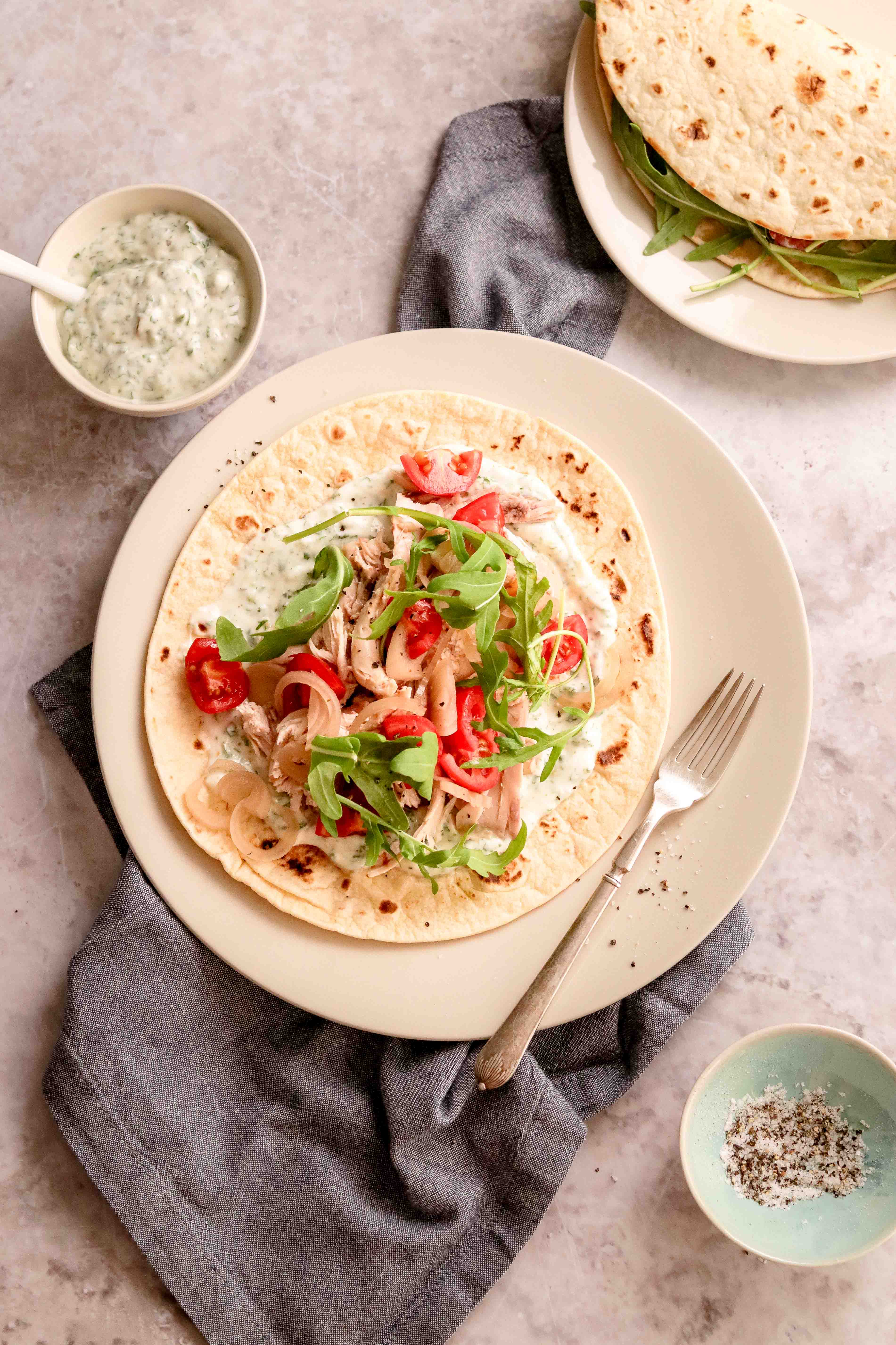 Chicken on flatbread