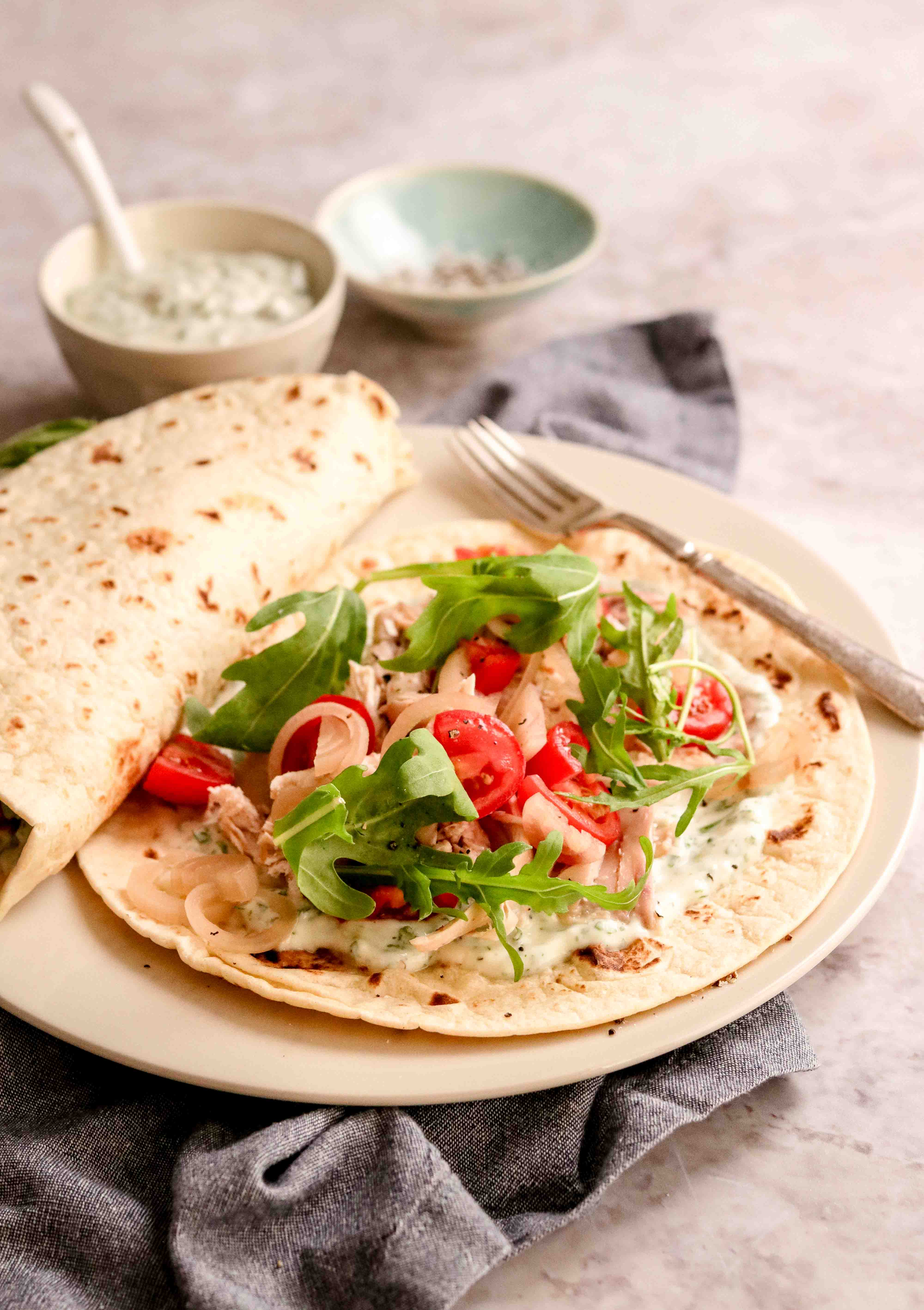 Chicken on flatbread