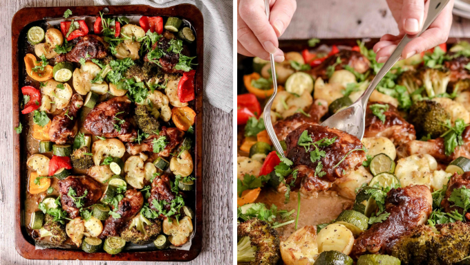 How to make an easy chicken satay tray bake