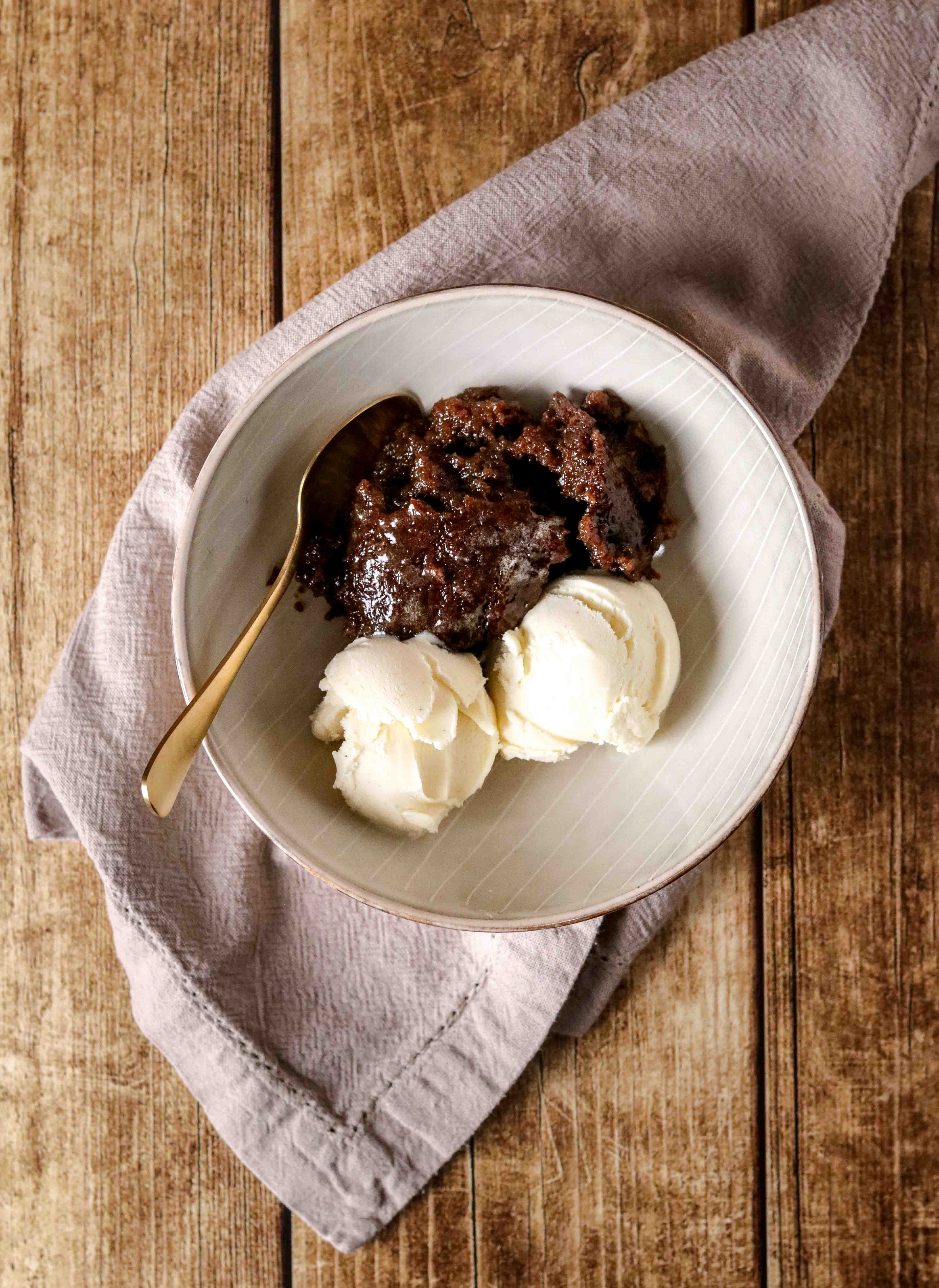 Dish of sticky toffee pudding