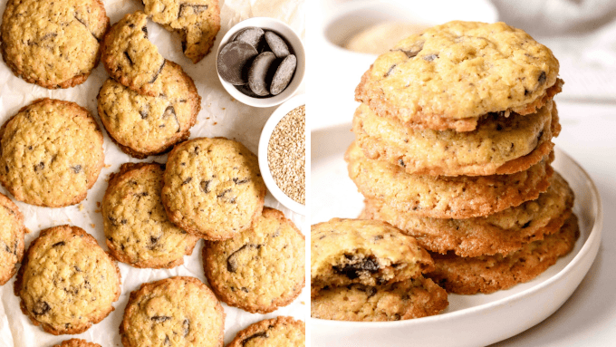 Recipe for crispy and chewy oat cookies with dark chocolate