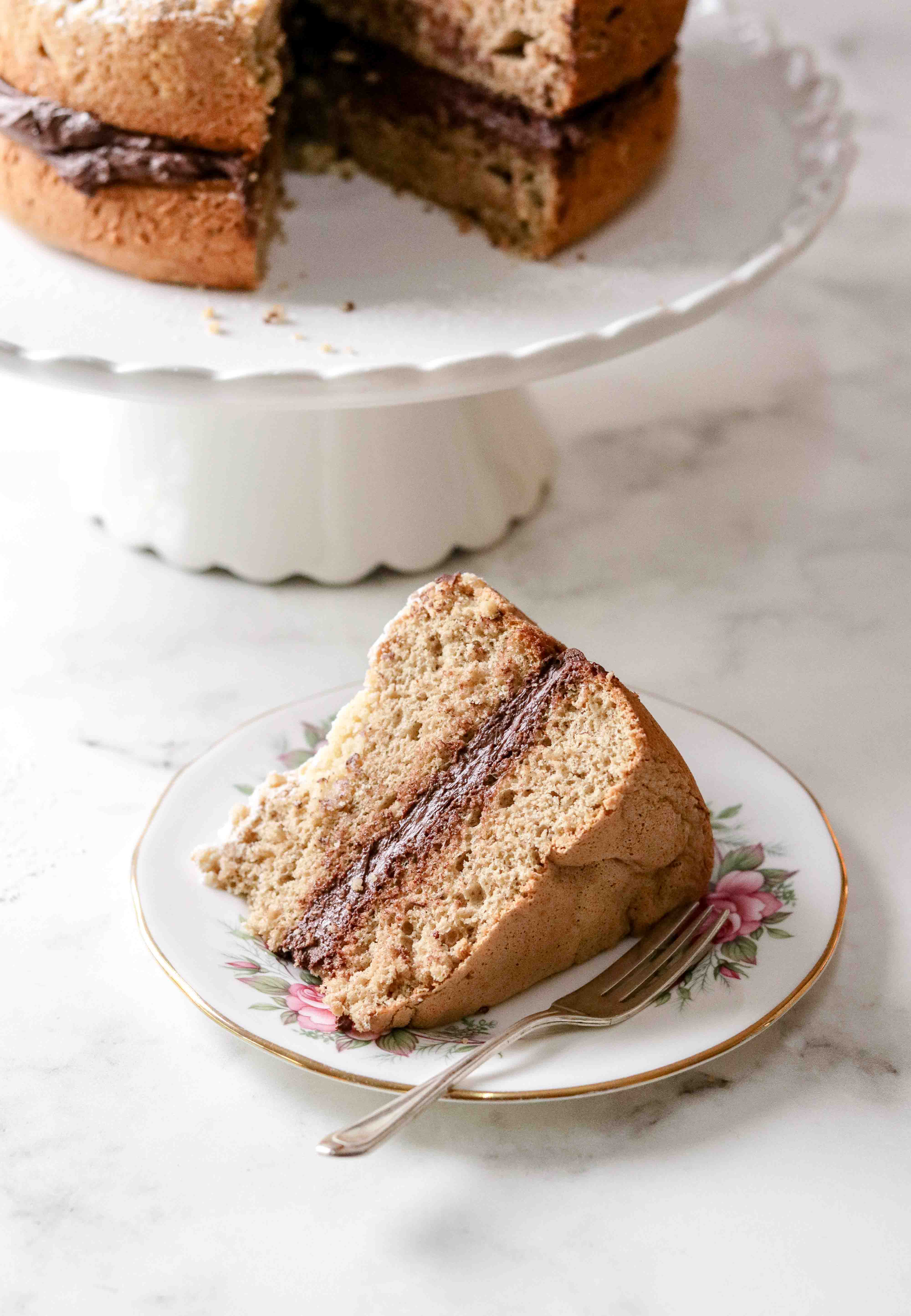 Slice of coffee sponge cake