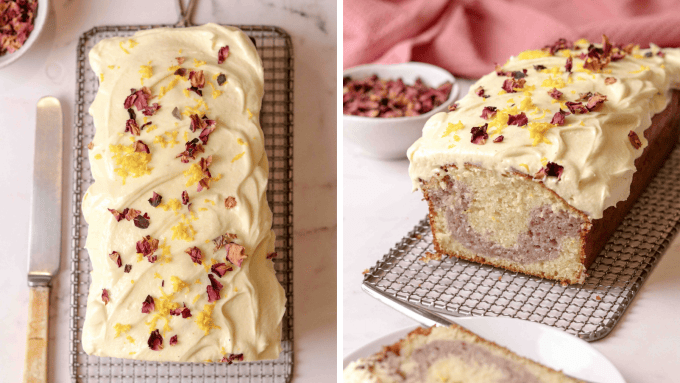 Easy lemon loaf cake recipe with raspberry jam